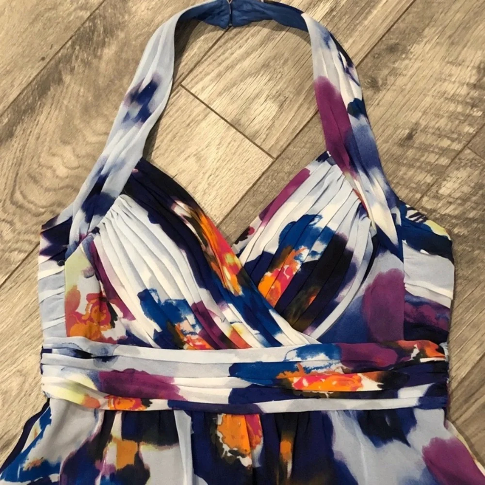 Donna Morgan Chiffon Floral water Color Halter - Picture 4 of 5